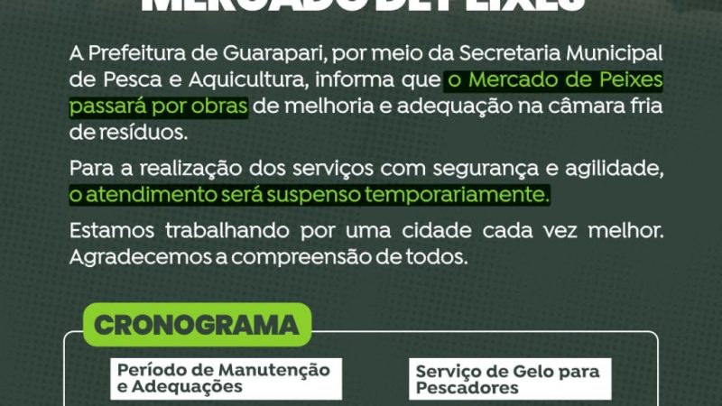 Mercado de Peixes de Guarapari suspende vendas até 29 de outubro